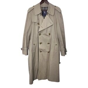 Burberrys Trench Coat 42 Long Khaki Good Vtg‎ Nova Check Made in England Classic
